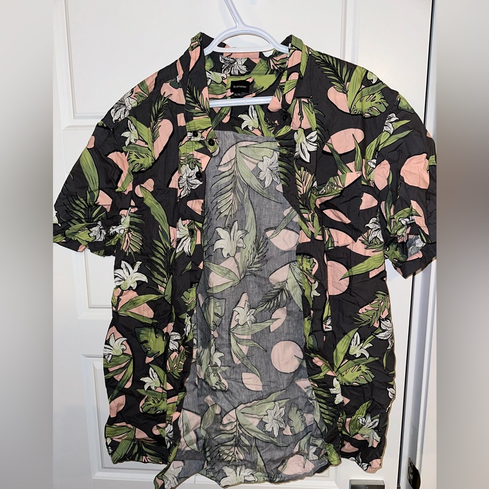 Floral print button up men’s shirt Bluenotes